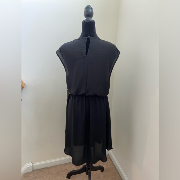 Brixon Ivy Dress Hand Beaded Details Size Medium Black with Gold Beaded Neckline - Picture 2 of 5